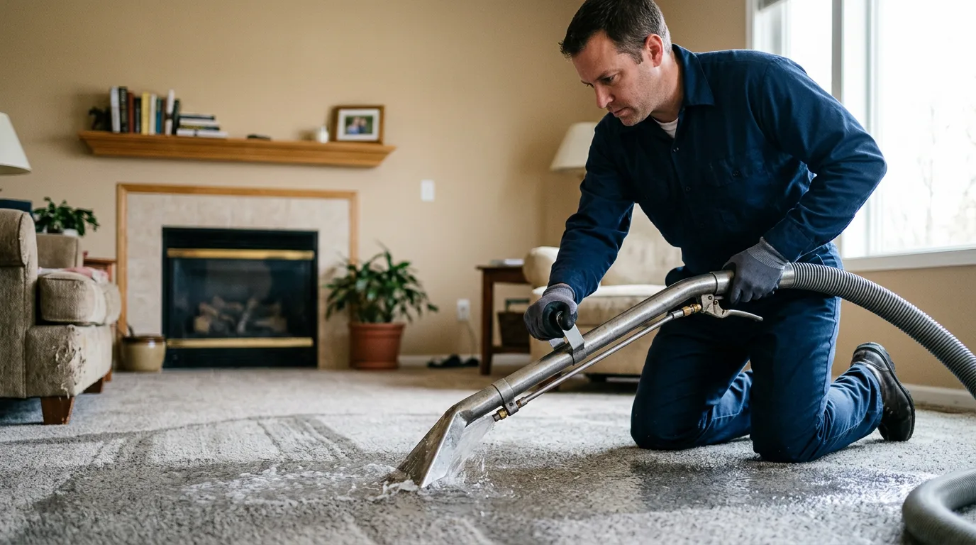 Water damage restoration technician working near Crowley, TX